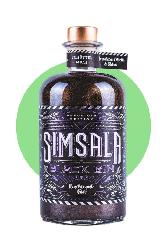 Flaschenpost–SimsalaBlackGin–BlackGlitzerEdition–Brombeere&Litschi–50cl–41%Vol.Weinonlinekaufen|Weinhaus-Venum.de